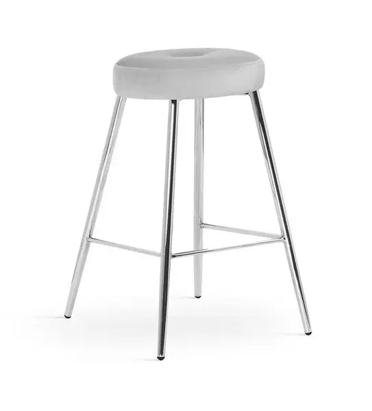 Scaun de bar Circo gri picioare silver - H68 cm