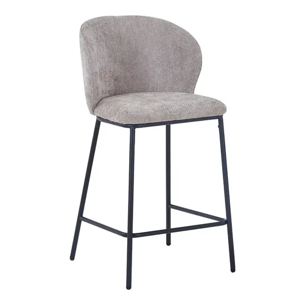 Scaun de bar cu tapițerie bej, Karg, Textil/Metal, 49x46x93 cm