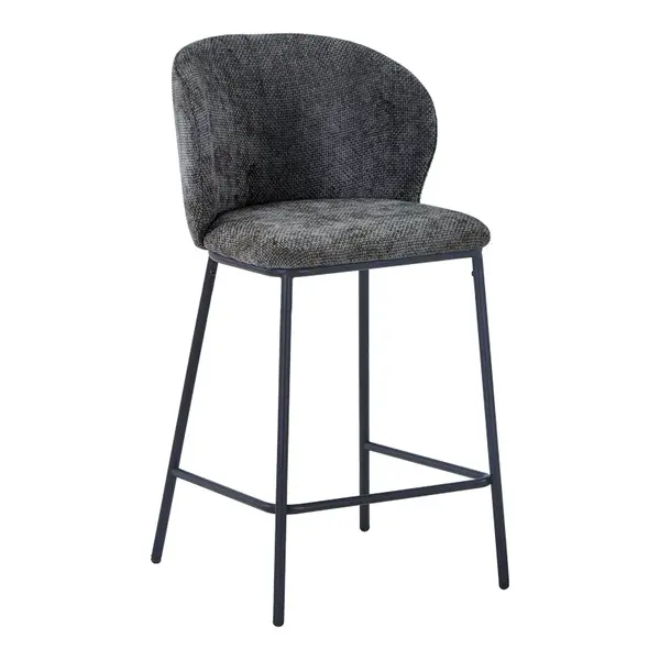 Scaun de bar cu tapițerie bej, Karg, Textil/Metal, 49x46x93 cm