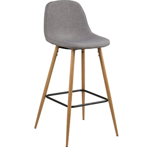 Scaun De Bar din lemn, metal, textil, gri deschis