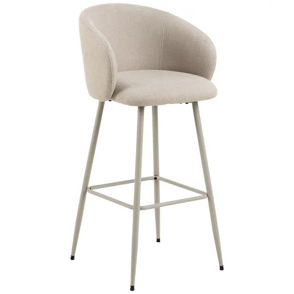 Scaun De Bar din metal, textil, gri, bej