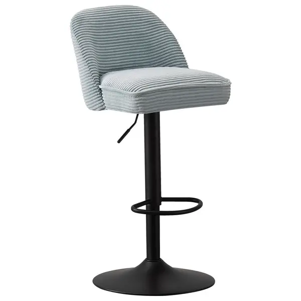 Scaun De Bar din metal, textil, negru, albastru deschis