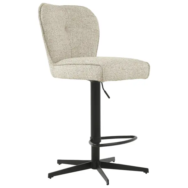 Scaun De Bar din metal, textil, negru, bej