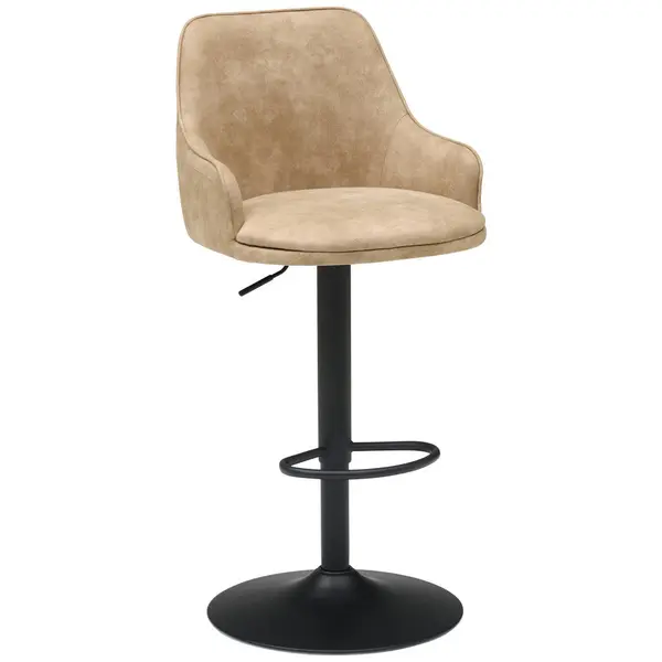 Scaun De Bar din metal, textil, negru, bej