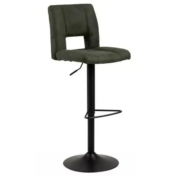 Scaun De Bar din metal, textil, negru, măsliniu