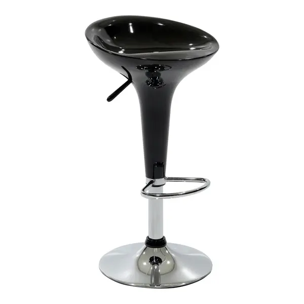 Scaun de bar Felice reglabil pe inaltime baza, negru-crom, 40x43x84 cm