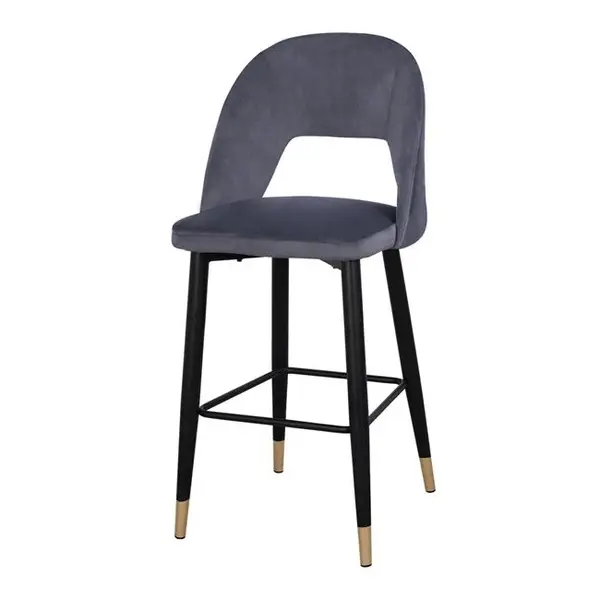Scaun de bar HARRY VELVET H72 CM - Gri inchis
