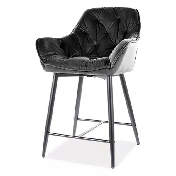 Scaun de bar HEY VELVET H60 CM - Negru