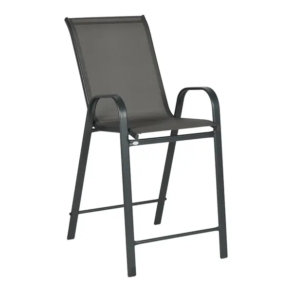 Scaun de bar mediu Calan, metal și textilenă, gri închis, 55x70x114 cm