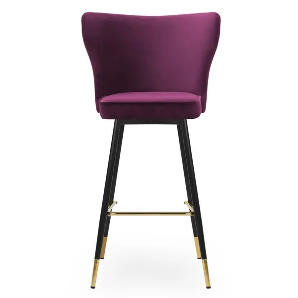Scaun de bar Modena burgundy picioare negru/gold - H60 cm