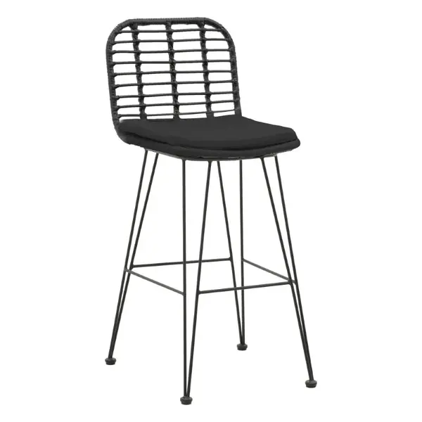 Scaun de bar Naoki, Negru - Natural, 46x56x110 cm