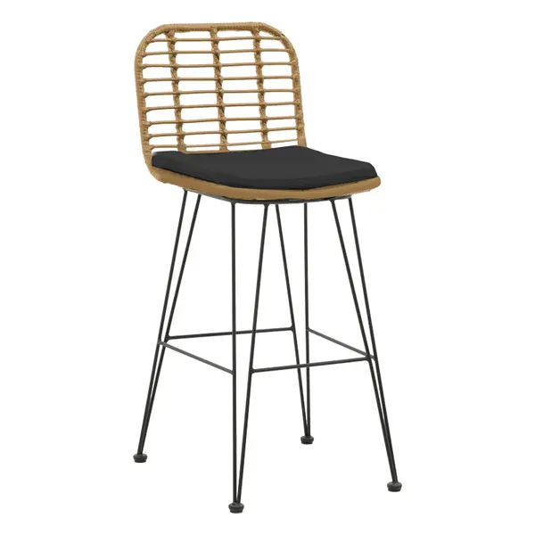 Scaun de bar Naoki, Negru - Natural, 46x56x110 cm