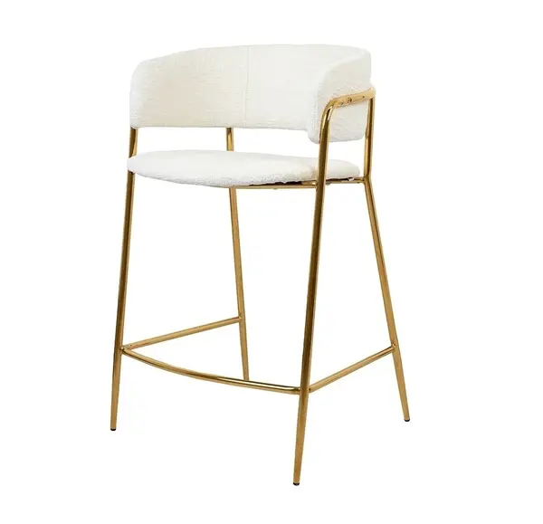 Scaun de bar RUXURY WHITE TEX H65 CM - Alb