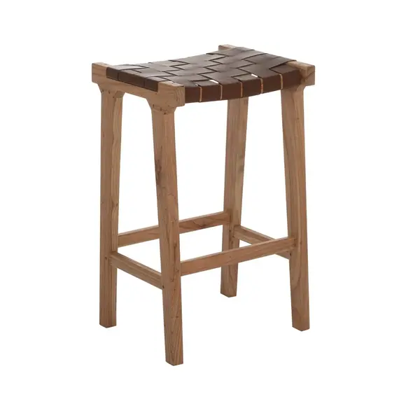 Scaun de bar SANDORY LEATHER H65 CM - Maro