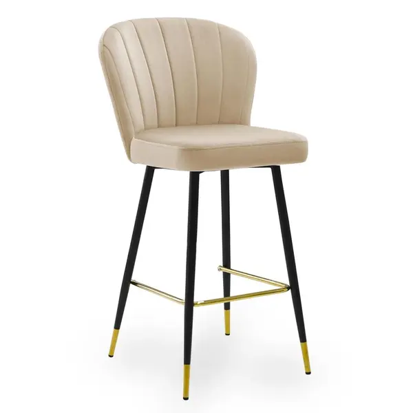 Scaun de bar Shelly bej picioare negru/gold M60 cm