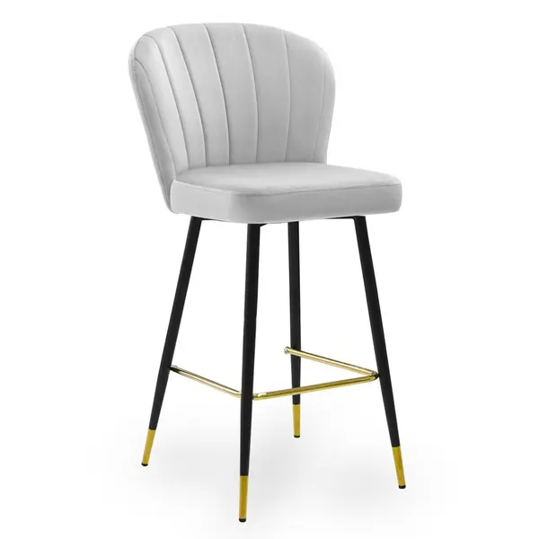 Scaun de bar Shelly gri picioare negru/gold L70 cm