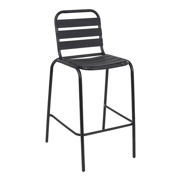 Scaun de bar Sussie metal negru cu lamele din aluminiu, 58x58x111 cm