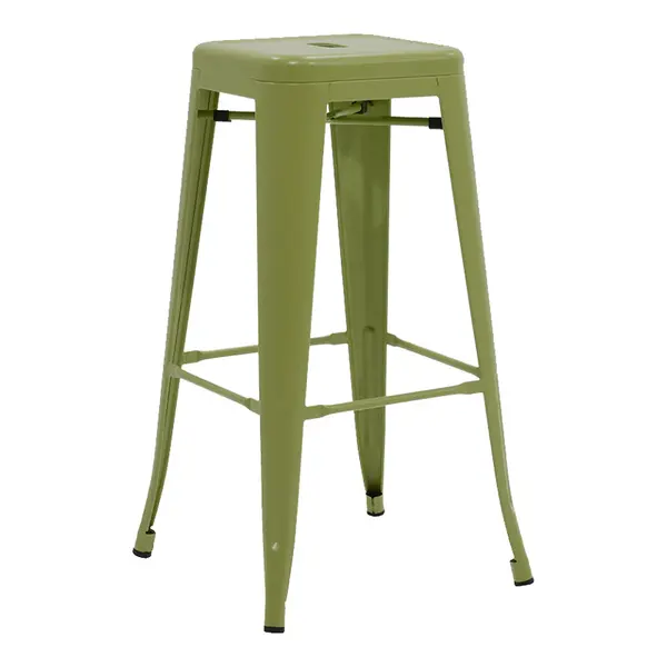 Scaun de bar Utopia, Metal, Verde Oliv, 42x42x76 cm