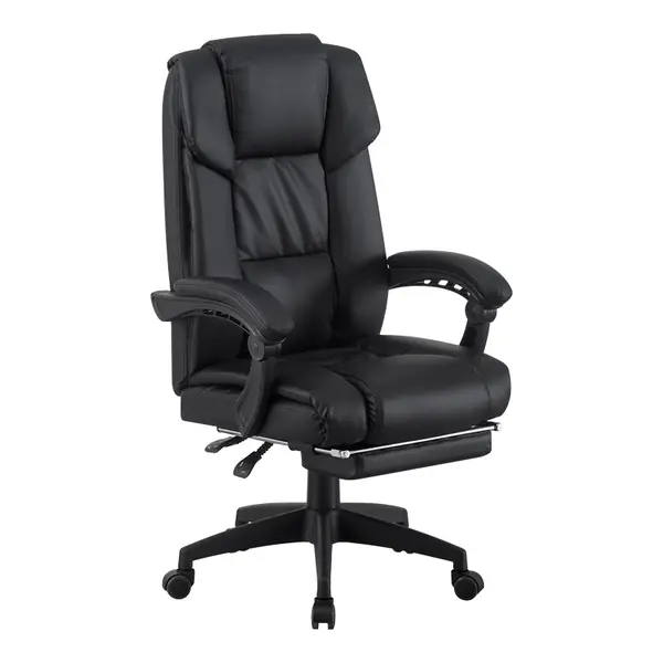Scaun de birou cu suport picioare, Garnut, Pako, Negru 69x75x126 cm