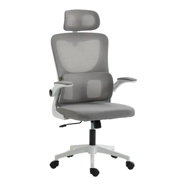 Scaun de birou directorial Mainz, Alb - Gri, 50x60x122 cm