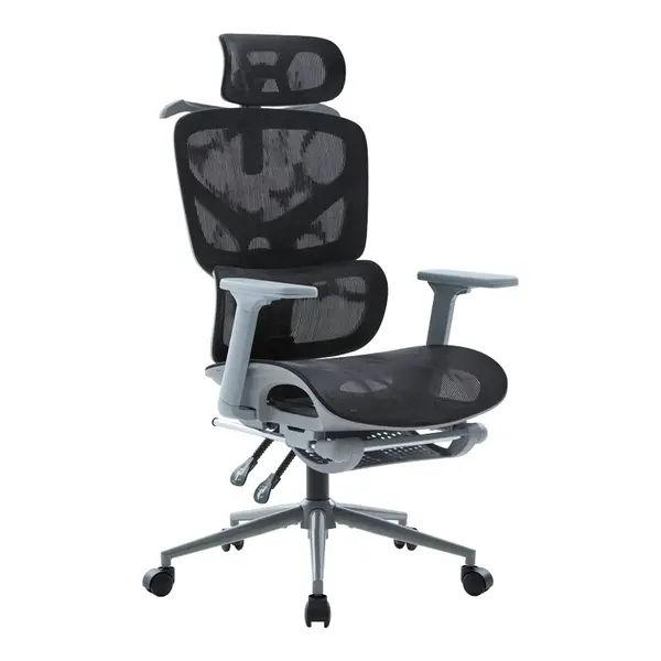 Scaun de birou directorial Vigo, Gri - Negru, 52x70x124 cm