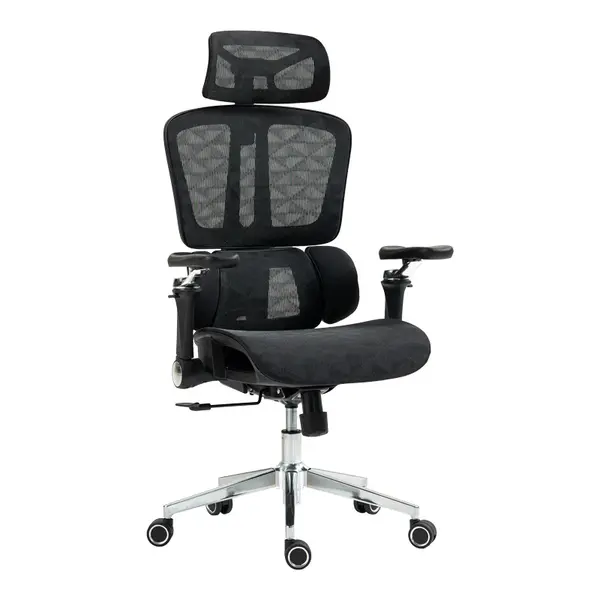 Scaun de birou ergonomic Jeffer, Mesh, Negru, 67x62x115-125 cm