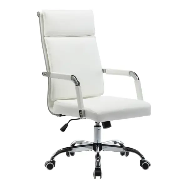 Scaun de birou executiv Mavel pakoworld din piele PU, nuanta alba, 55x62x100-110cm Scaun de birou executiv Mavel pakoworld din piele PU, nuanță albă, 55x62x100-110cm