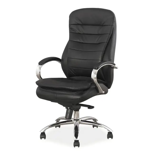 Scaun de birou LAHTI NATURAL LEATHER - Negru