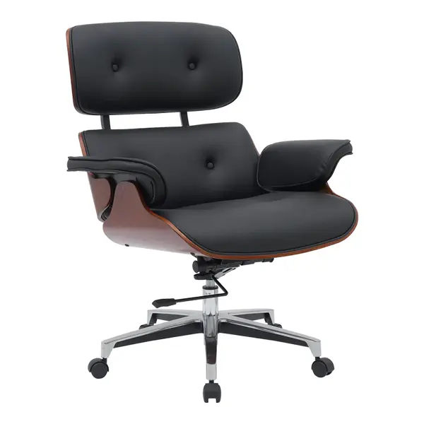 Scaun de birou manager Kobane baza neagra pu-crom, 84x75x114 cm