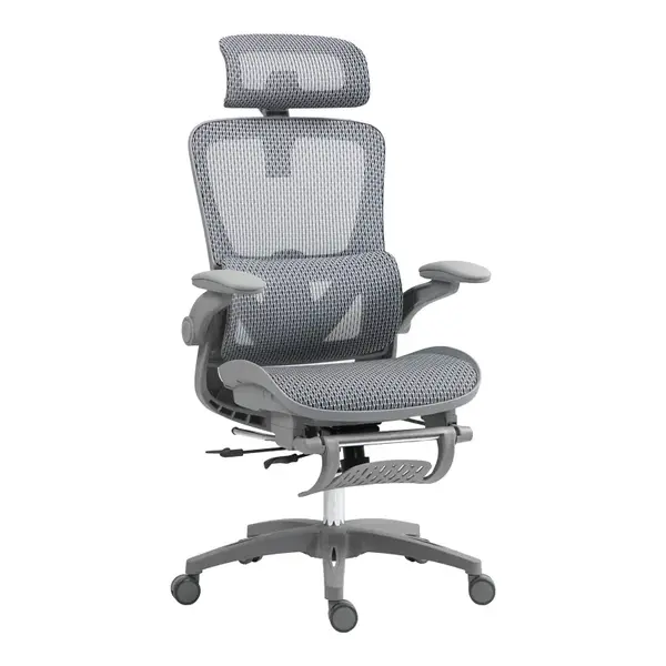 Scaun de birou manager Zenyk pakoworld plasa, culoare gri, 63x70x126cm Scaun de birou manager Zenyk pakoworld plasa, culoare gri, 63x70x126cm
