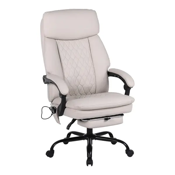 Scaun de birou pentru director cu masaj Sedici, Bej, 72x63x115-123 cm