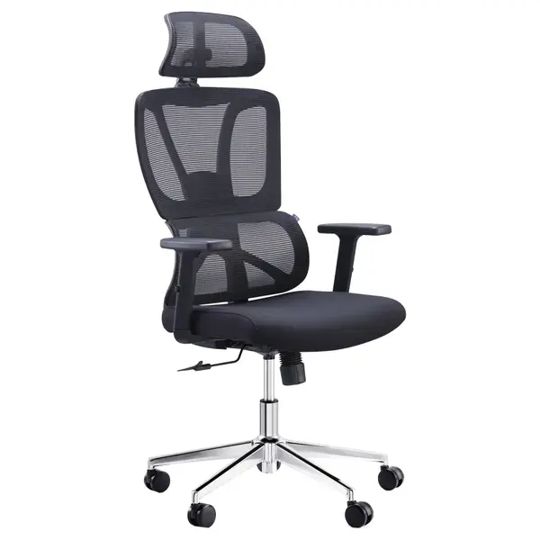 Scaun de birou pentru manager Aish pakoworld, material textil mesh, negru, 64x66x130cm Scaun de birou pentru manager Aish pakoworld, material textil mesh, negru, 64x66x130cm