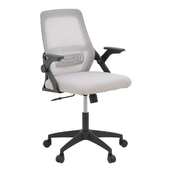 Scaun de birou Reji cu tesatura din plasa gri-bej si rama, neagra, 58x60x89-99 cm