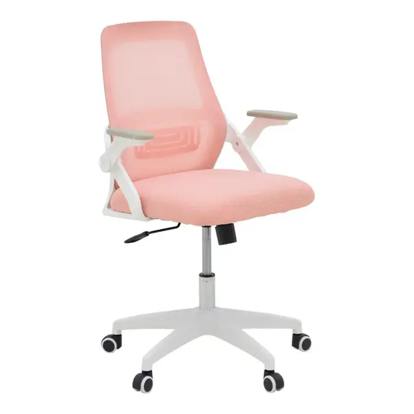 Scaun de birou Reji plasa roz-rama, Alb, 58x60x89-99 cm