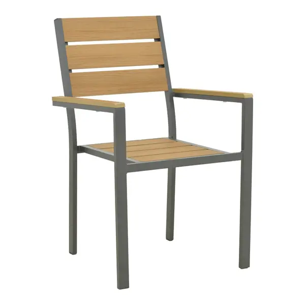 Scaun de exterior stivuibil Breze, Natural-Antracit, 58x60x88 cm