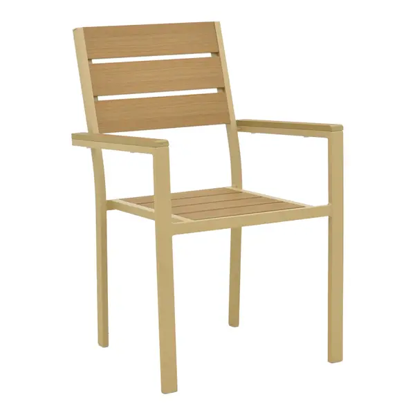 Scaun de exterior stivuibil Breze, Natural-Cappuccino, 58x60x88 cm