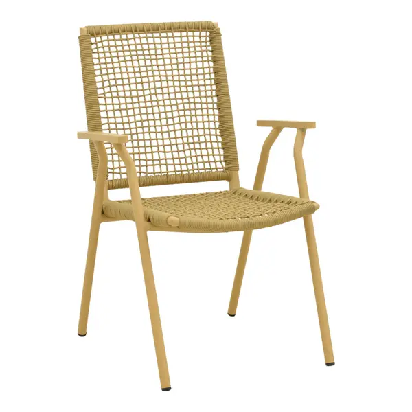 Scaun de exterior Weave stivuibil, aluminiu si ratan PE, Bej, 57x63x86 cm
