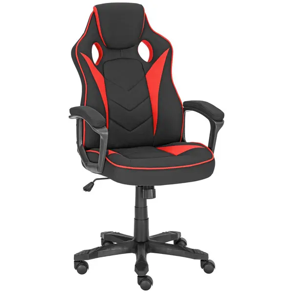 Scaun De Gaming, microfibră, roșu, negru