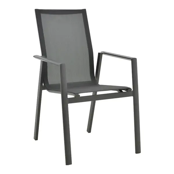 Scaun de gradina Dashiell metal negru textilena, negru, 71x58x94 cm