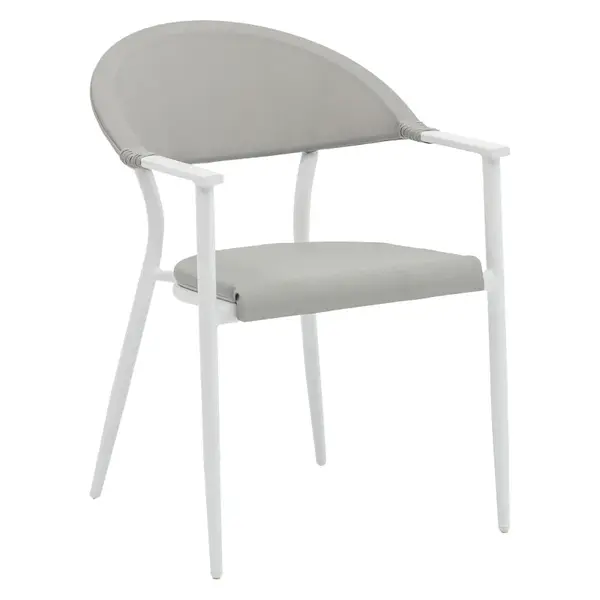 Scaun de gradina Pino aluminiu alb, textilena, gri, 56x62x77 cm