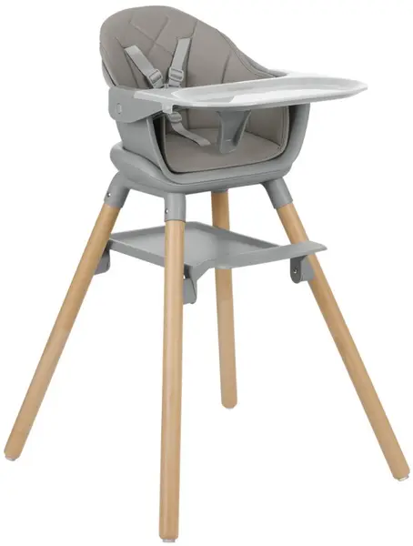 Scaun de masă 2 în 1 KikkaBoo - Woody, Grey