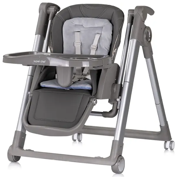 Scaun de masa 2 in 1 transformabil in leagan Chipolino Super Chef Cloud cu roti, spatar reglabi, sezut reglabil, pliere compacta