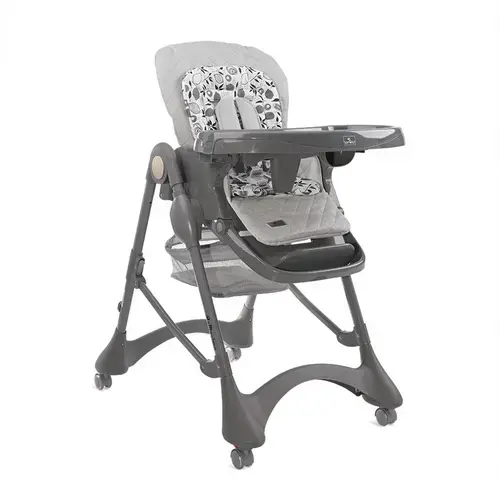 Scaun de masa Bellissimo, reglabil multiple pozitii, 4 Roti Pivotante Duble, Prindere in 5 puncte, Separator pentru picioare, cu 2 Tavite detasabile, Cool Grey