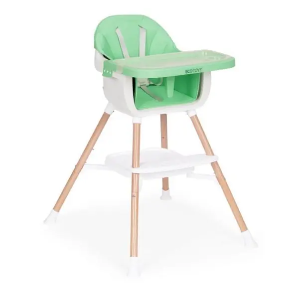 Scaun de masa copii Ecotoys, 2 in 1, tava reglabila, sezut confortabil, verde KID004577, la doar 234,00 lei