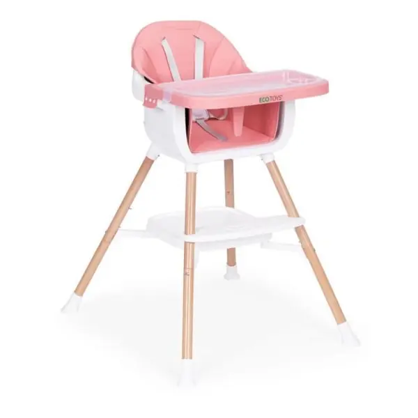 Scaun de masa copii Ecotoys, 2 in 1, tava reglabila, sezut confortabil, roz KID004591, la doar 234,00 lei