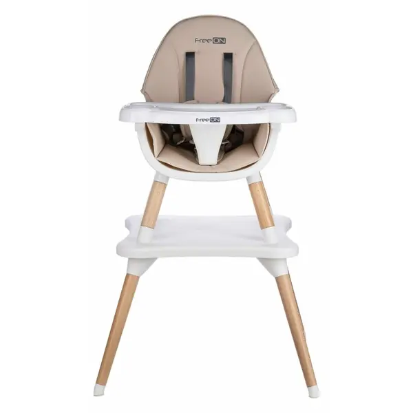 Scaun de masa FreeON Eos Beige 3 in 1 multifunctional, cu tavita reglabila si detasabila, conform cu standardul european de securitate