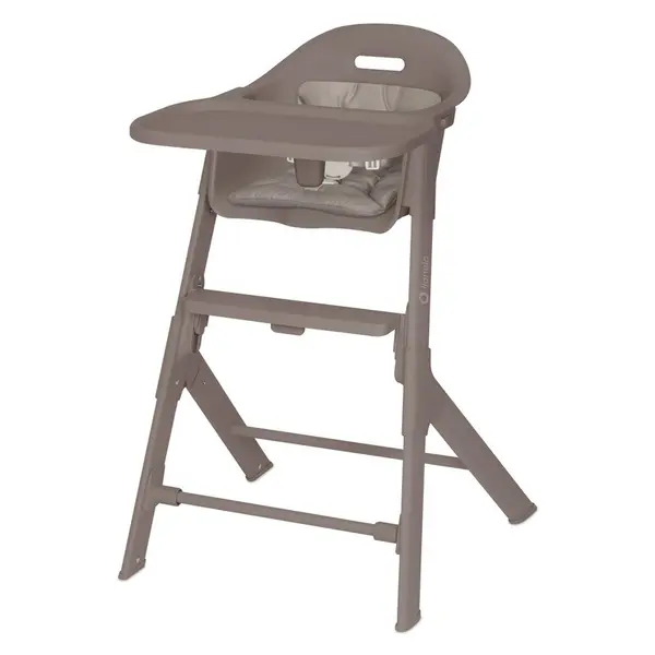 Scaun de masa, Lionelo, Beny, Suport de picioare si tavita ajustabile in 2 pozitii, Insertie moale, Centuri in 3 puncte, Asamblare rapida, Sustine 15 kg, 6 luni+, Taupe