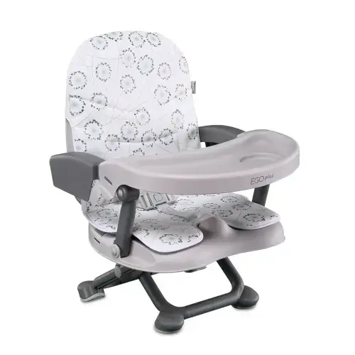 Scaun de masa Lorelli Ego Plus, Booster, pliabil si reglabil, 6 luni - 3 ani, maxim 15 kg, reglare inaltime 4 pozitii, centura sigurata 3 puncte, White Fluff