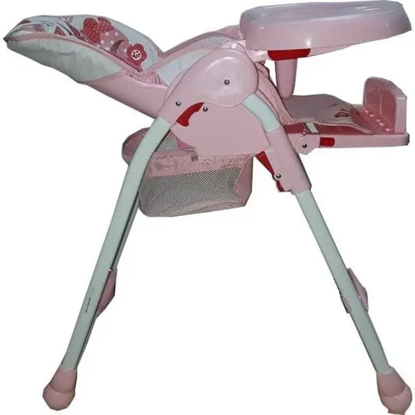 Scaun de masa pentru copii Baby Care Roz reglabil in 3 trepte, pliabil, centura de siguranta, sezut confortabil, masuta detasabila
