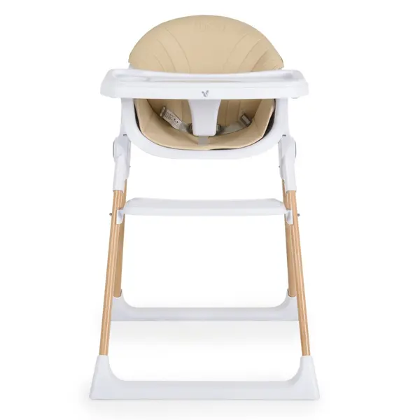 Scaun de masa pentru copii Cangaroo Almond Beige,husa din piele ecologica usor de curatat,structura metalica stabila,picioare antiderapante,pliere compacta,centura de siguranta si protectie antialunecare,suport picioare